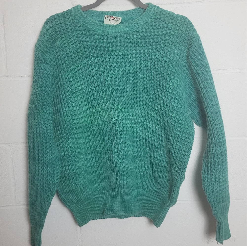 Nick Danger Green Ribbed Knit Sweater Size Large.